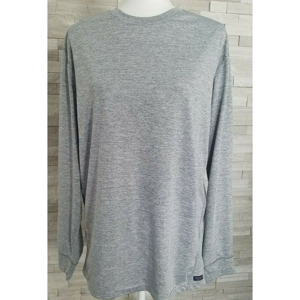 Smith's Workwear Dri Fit Shirt Long Men's Size Large Sleeve Gray Crew Neck